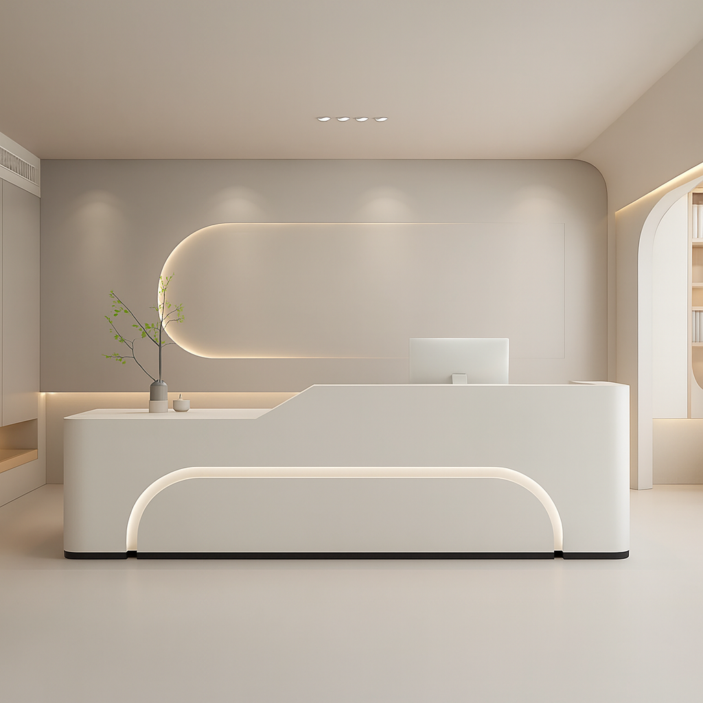 LED-Accented Elegant Office Reception Counter