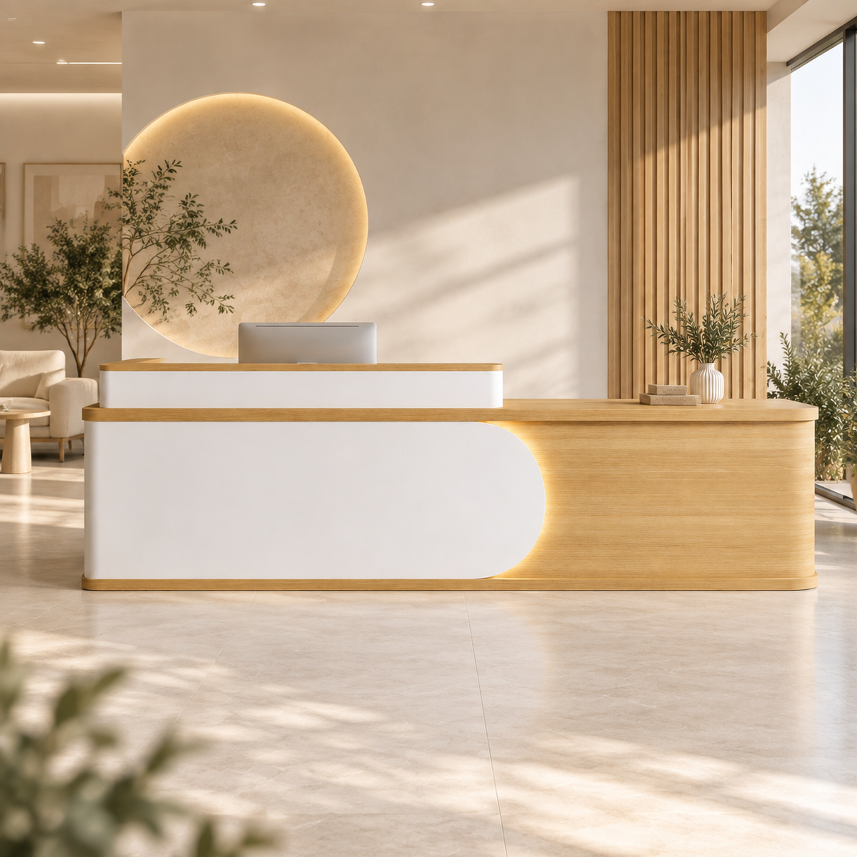 Contemporary Reception Counter with Rounded Profile