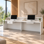 Curved White and Oak LED Reception Counter
