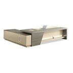 Executive L-Shaped Desk with LED Accents and Integrated Storage