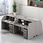 Open Plan Office Workstations with Privacy Partitions and Under-Desk Storage