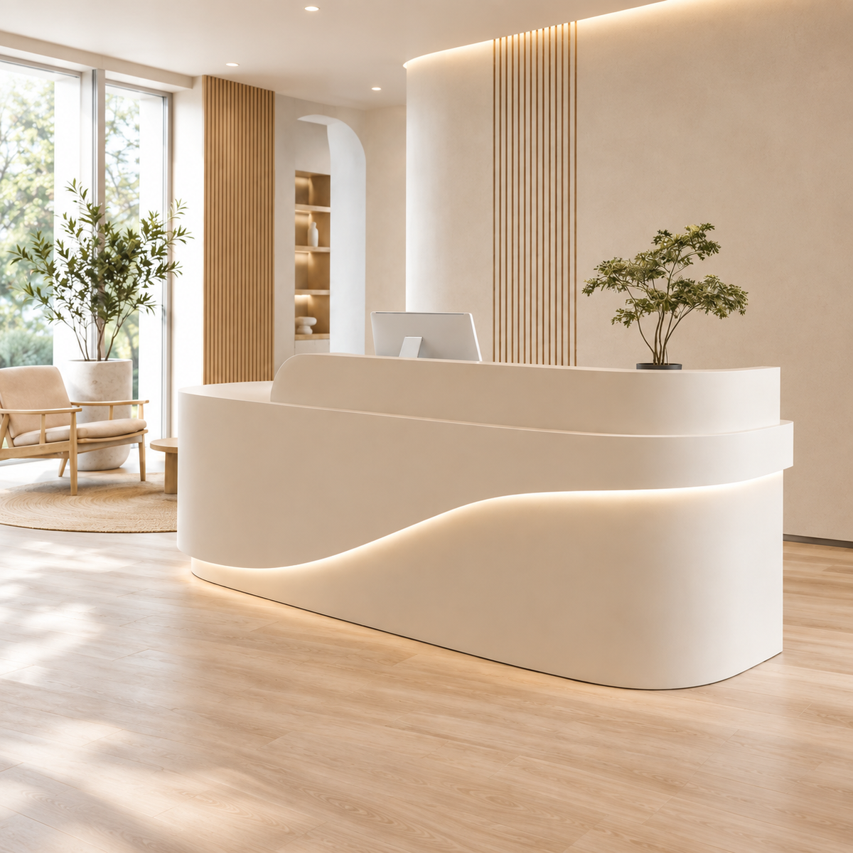 Modern Reception Desk with Ambient LED Lighting