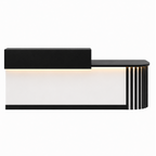 Modern Curved Reception Desk with LED Lighting and Storage Counter