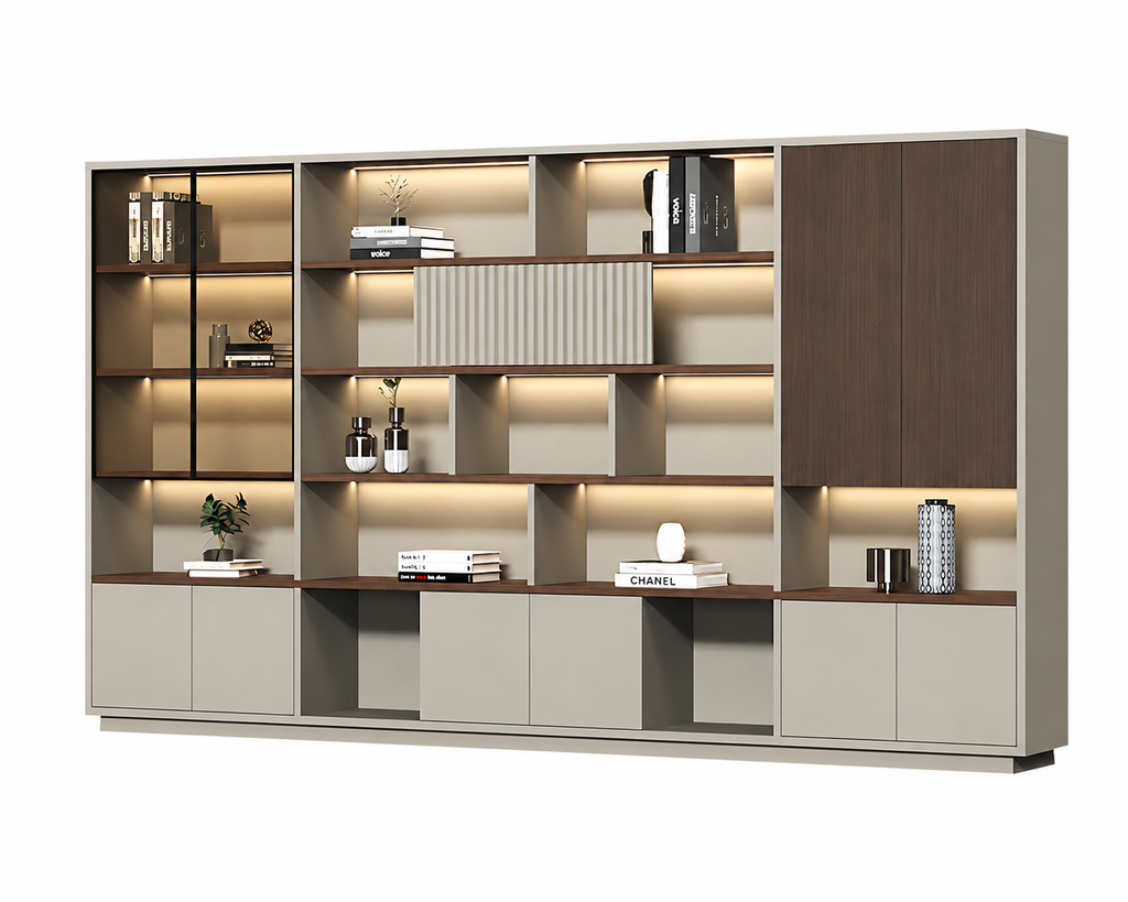 Modern Open-Shelved Executive Storage Cabinet