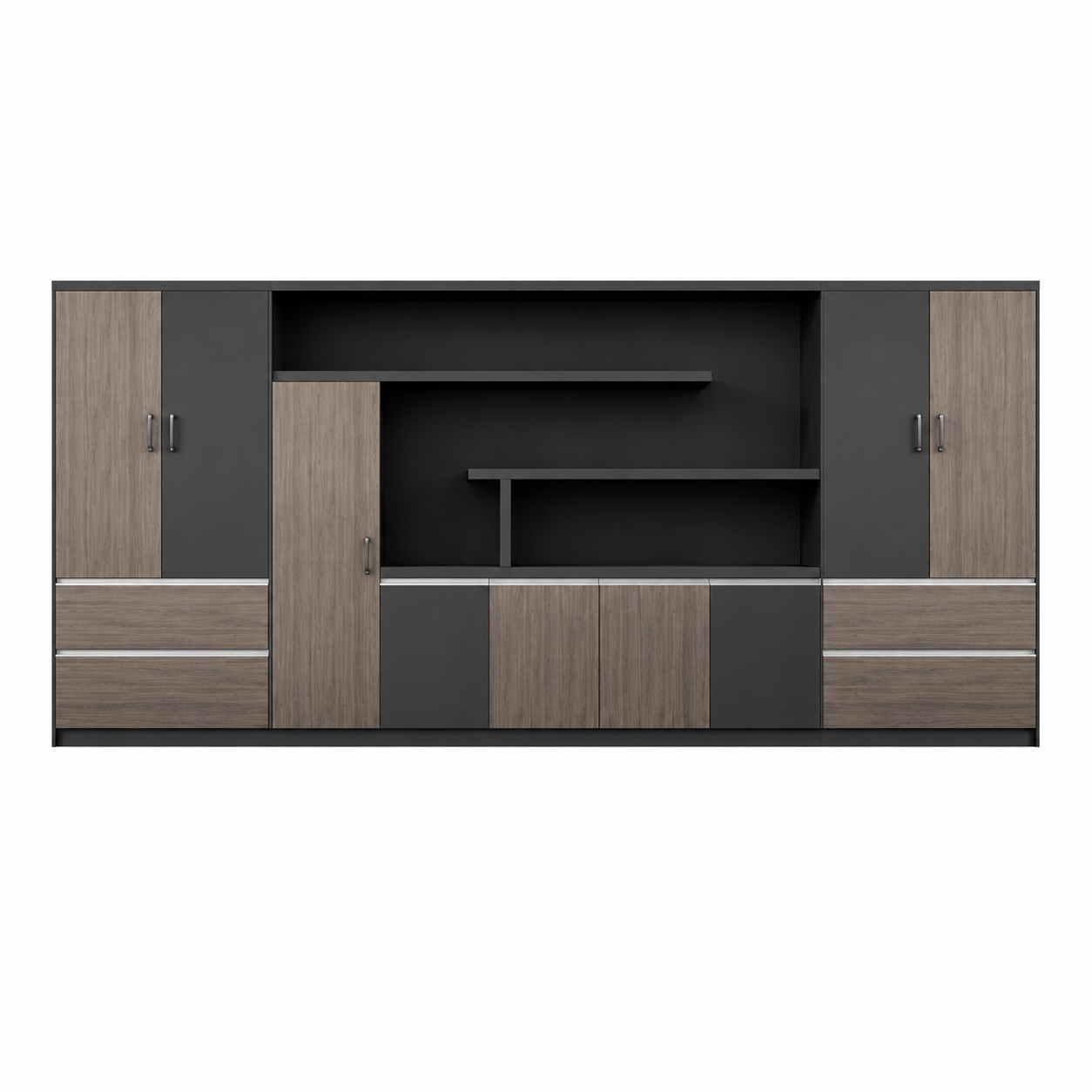 Contemporary Executive Office Storage Cabinet with Display Shelving