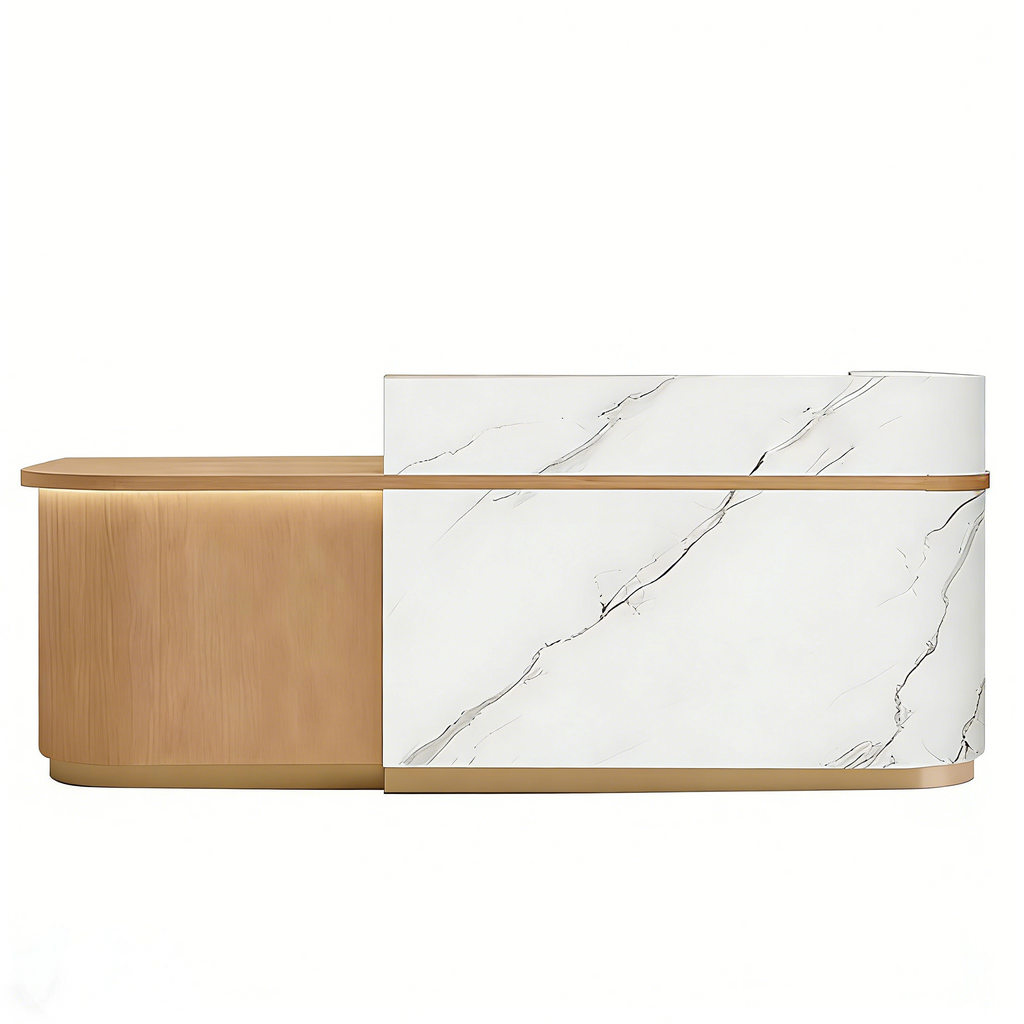 Soft-Tone Timber Reception Counter for Beauty and Wellness