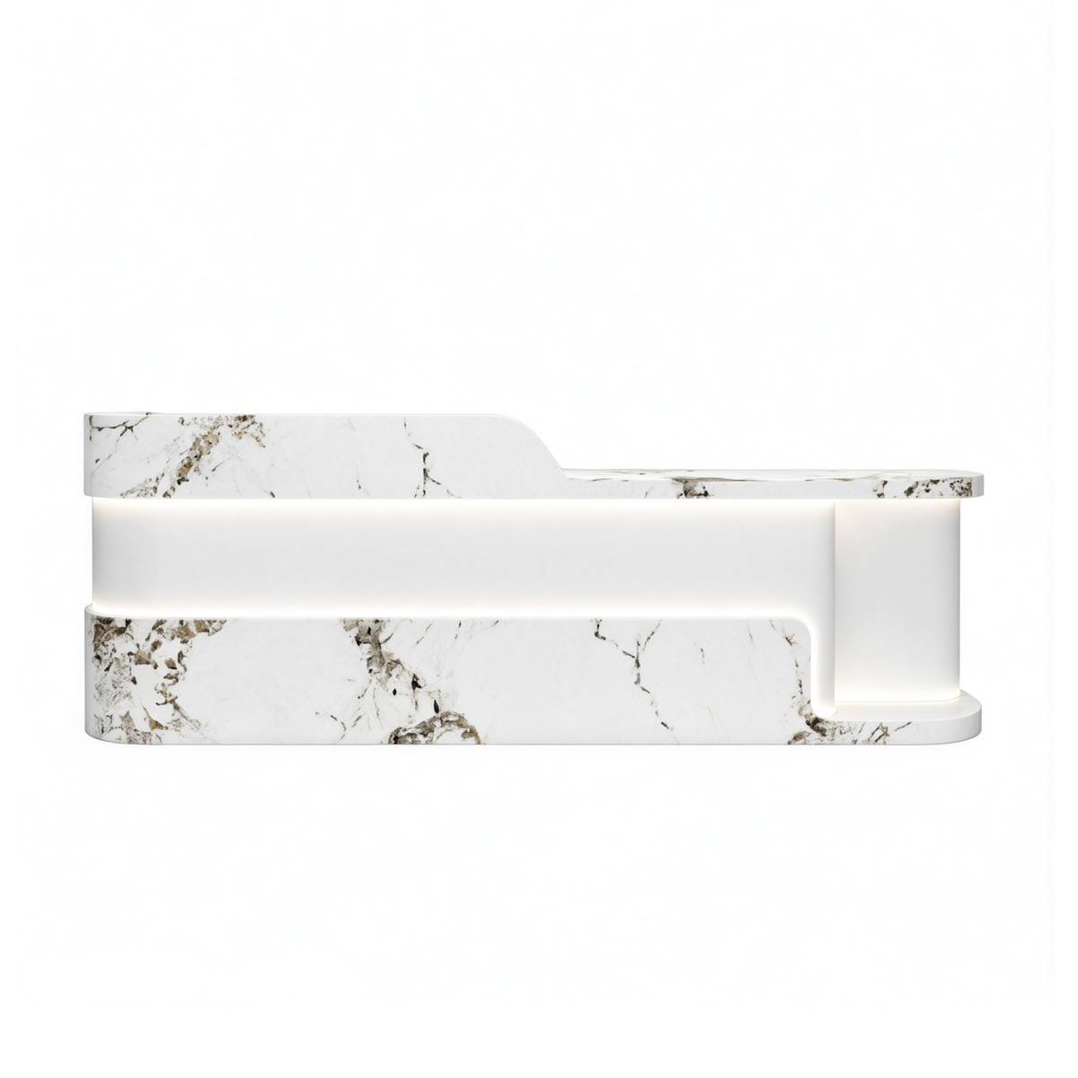 Modern Dual Level Reception Desk With Smooth High Gloss Lacquer Surface