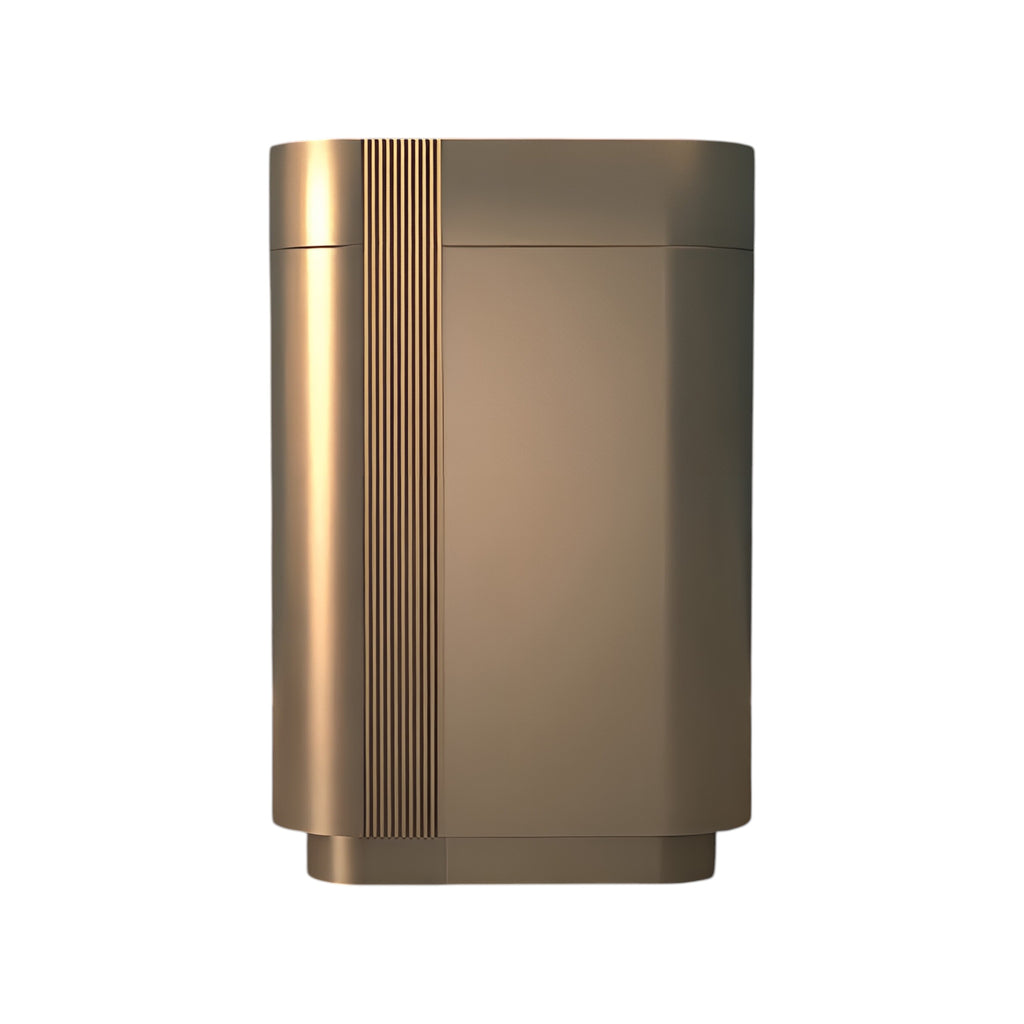 Compact Boutique Reception Desk with Textured Fluted Panels