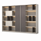 Executive Storage Wall Cabinet with LED and Concealed Wardrobe Storage