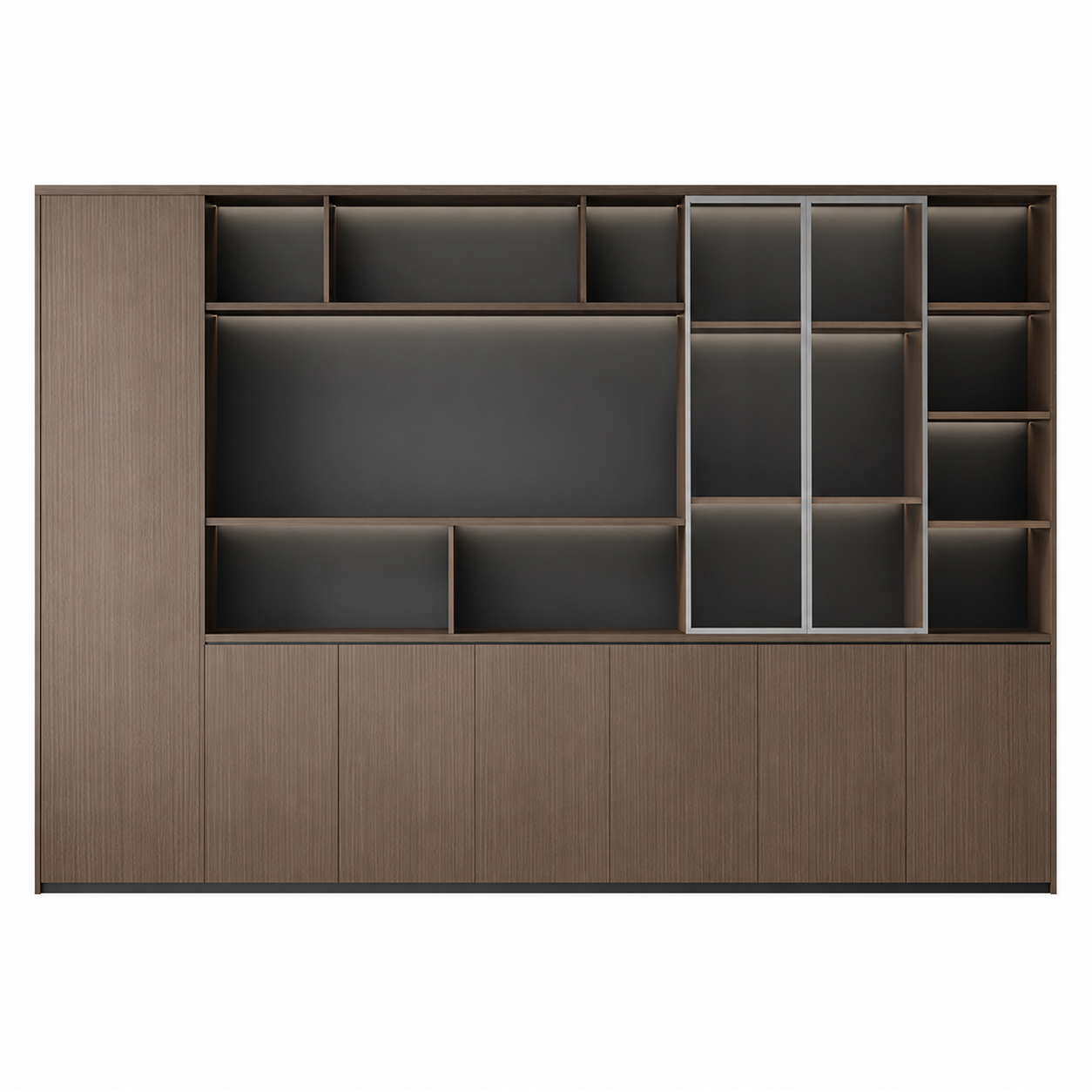Executive Filing Cabinet with Glass Display and Concealed Storage