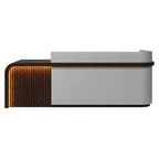 Luxury Reception Counter with Backlit Slat Detail and Logo