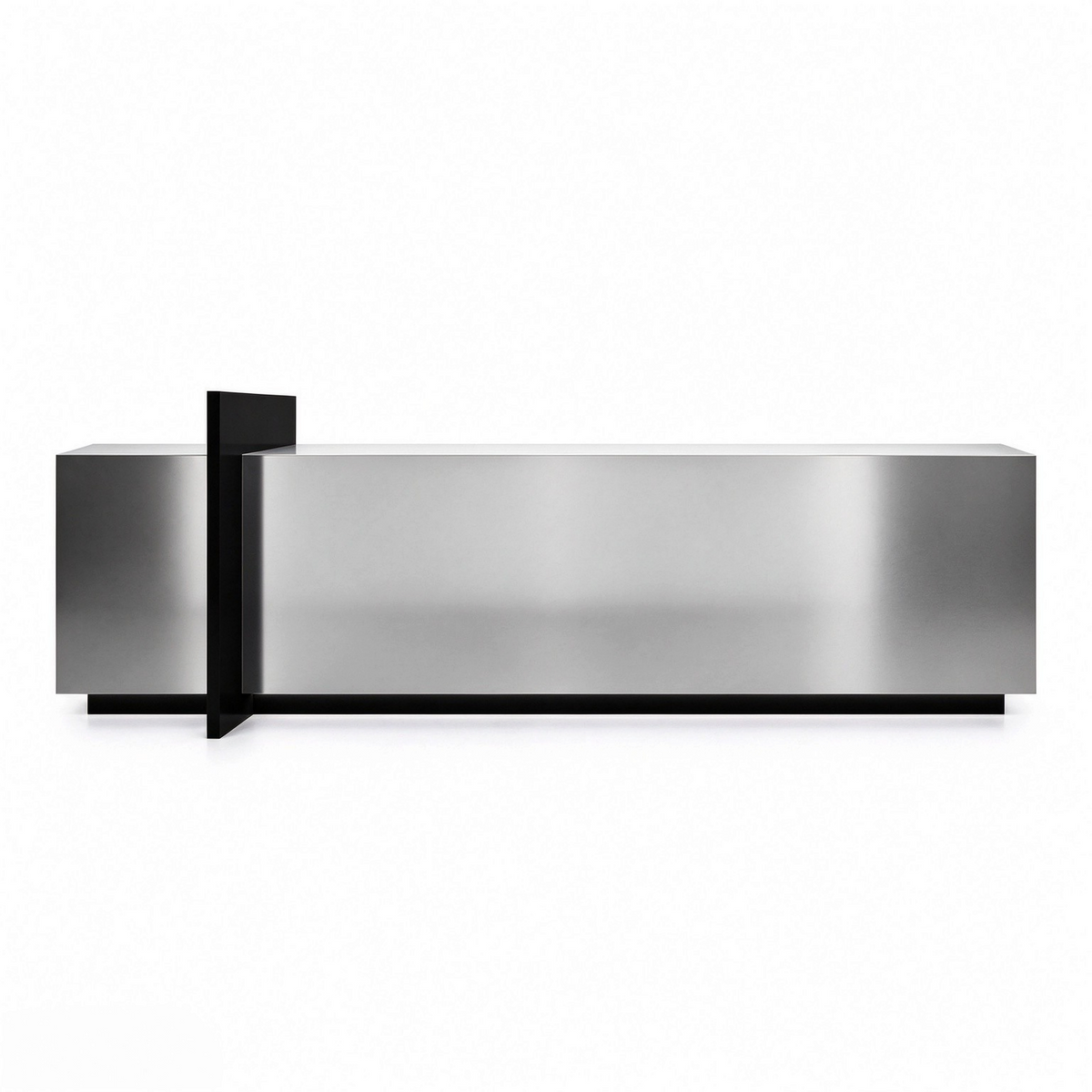Modern Stainless Steel Reception Desk With Lit Custom Logo Panel