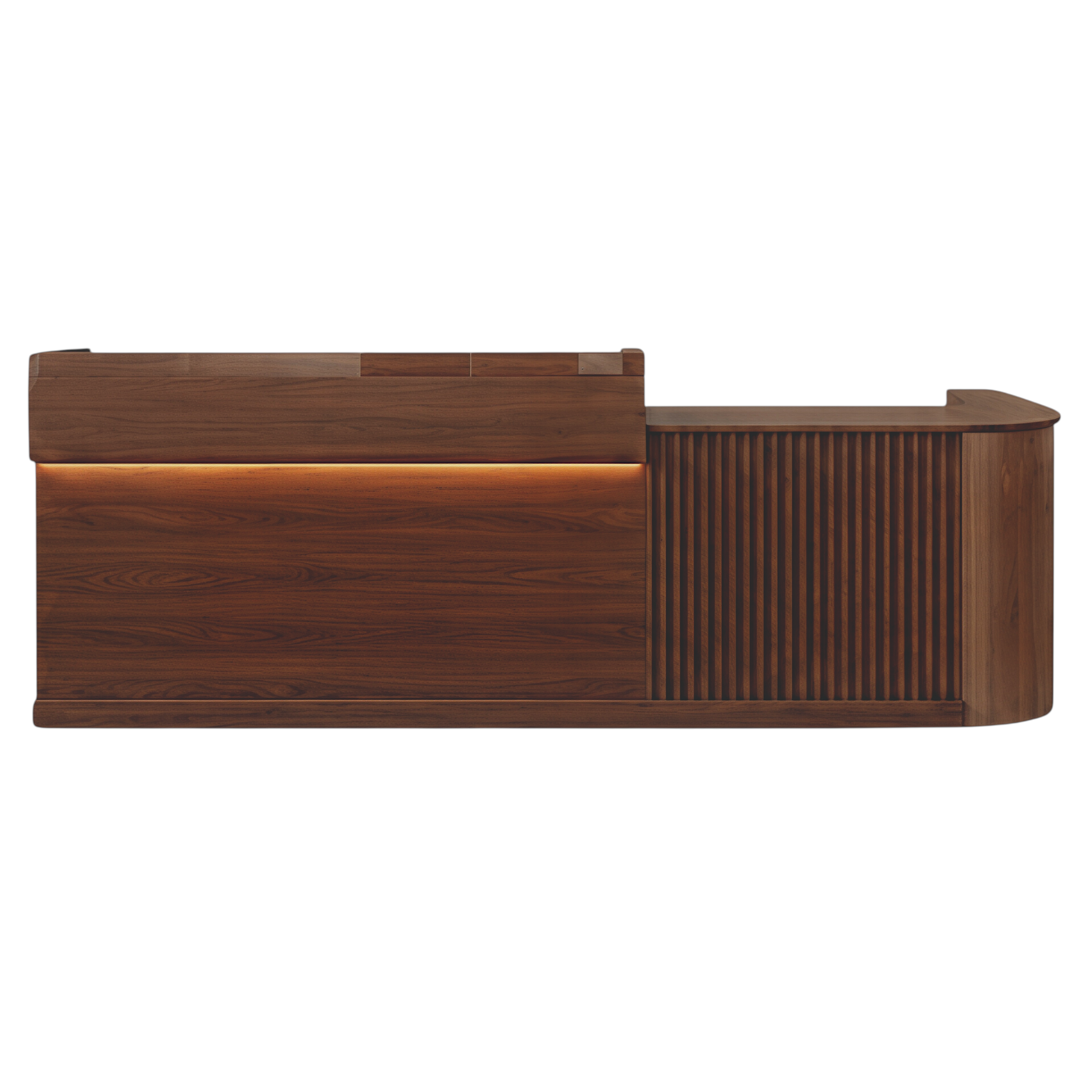 Slatted Timber Café Counter with LED Front Panel