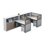 Office Workstation Desk with Privacy Panels and Integrated Storage