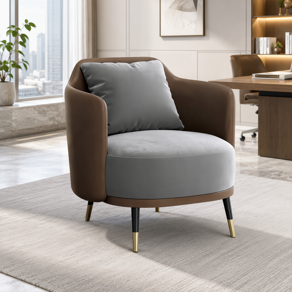 Curved Lounge Chair with Plush Cushion