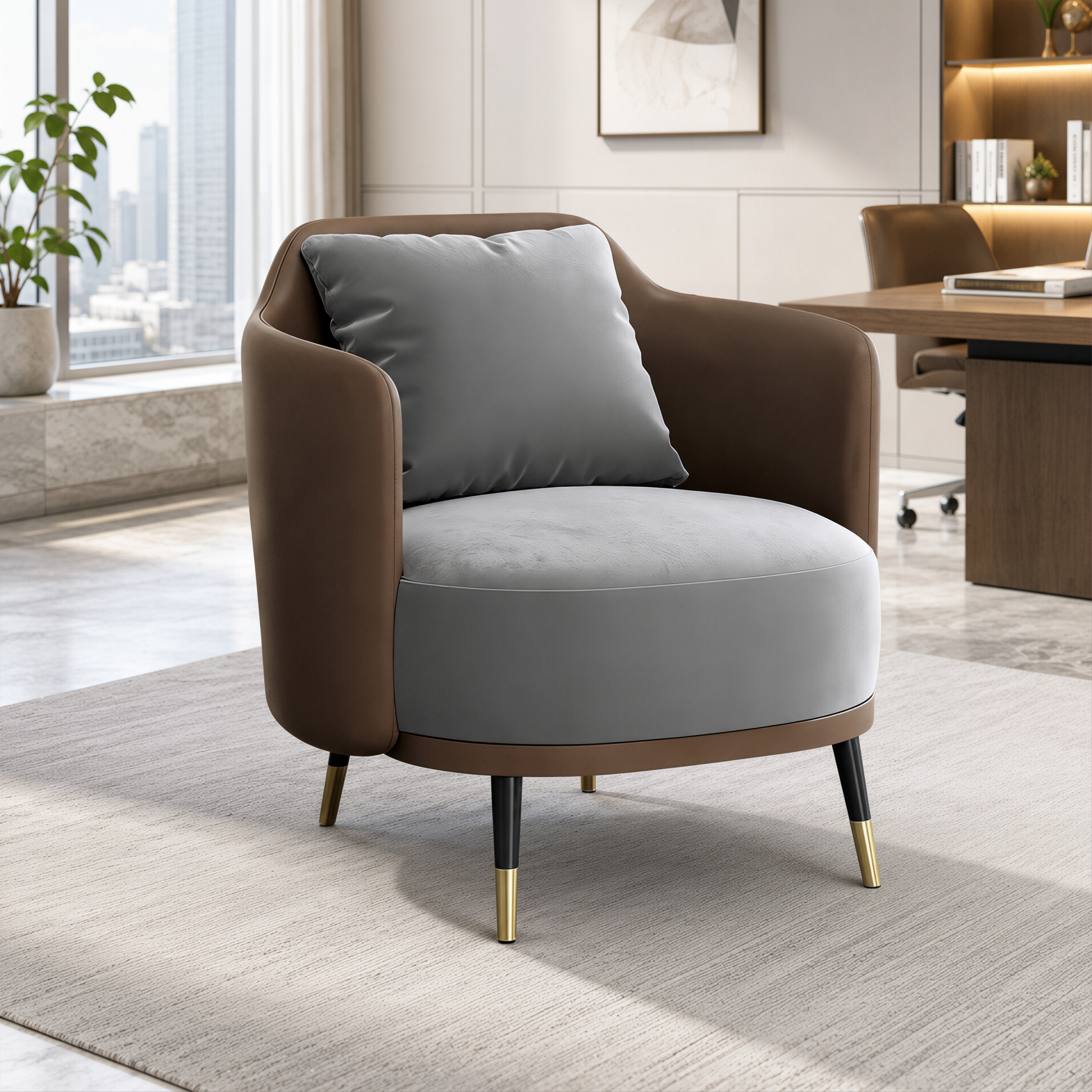 Curved Lounge Chair with Plush Cushion