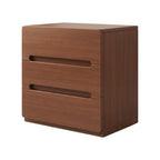 Minimalist Rounded Bedside Table with Concealed Pull Handles and Drawer Storage