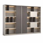 Executive Storage Wall Cabinet with LED and Concealed Wardrobe Storage