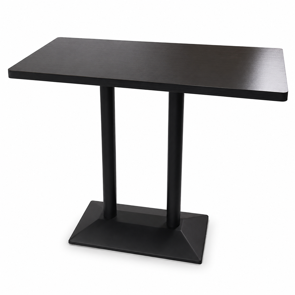 Modern Bar Table with Basket Storage and Foot Rail