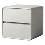 Modern Rounded Two-Drawer Bedside Table with Soft-Edge Profile and Compact Storage