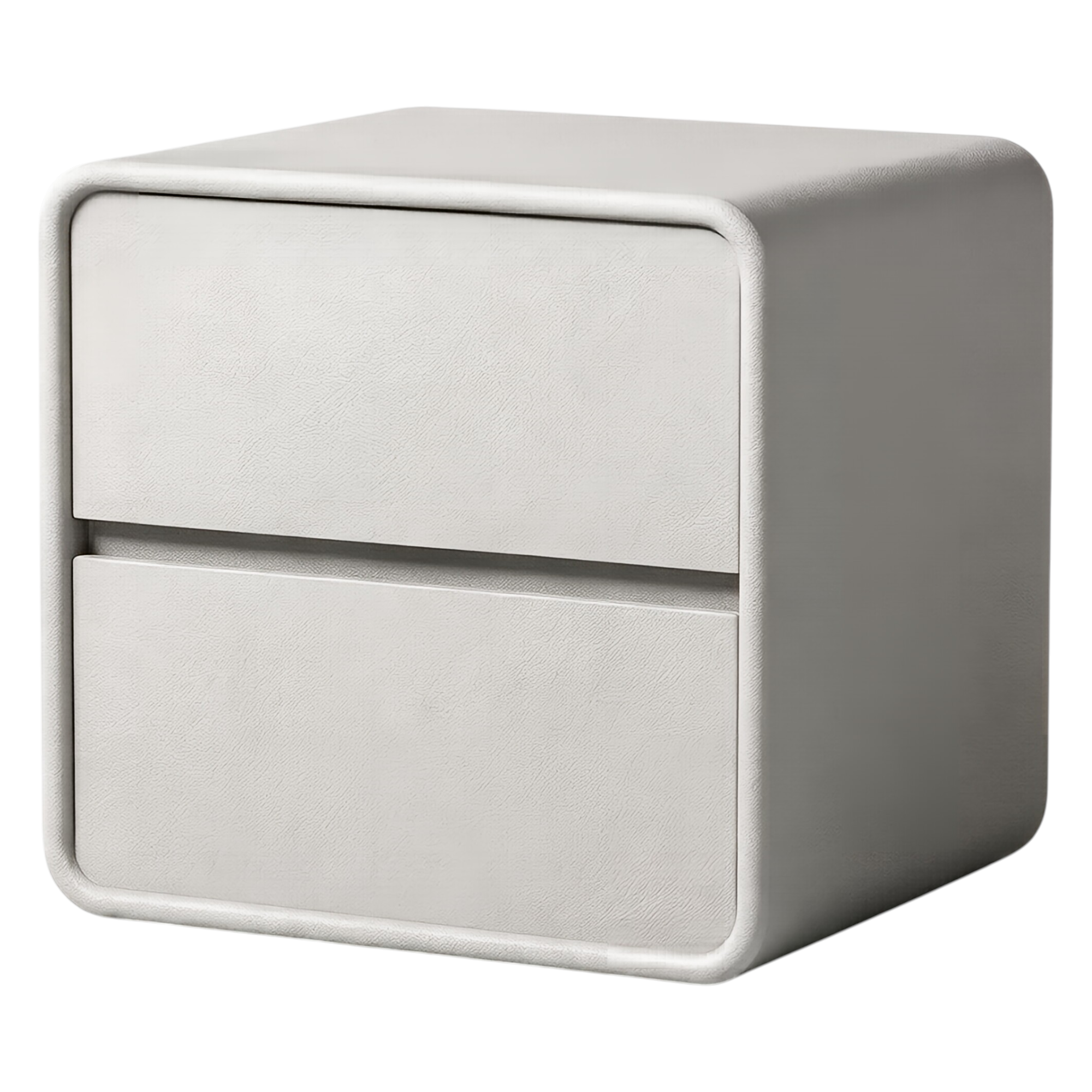 Modern Rounded Two-Drawer Bedside Table with Soft-Edge Profile and Compact Storage