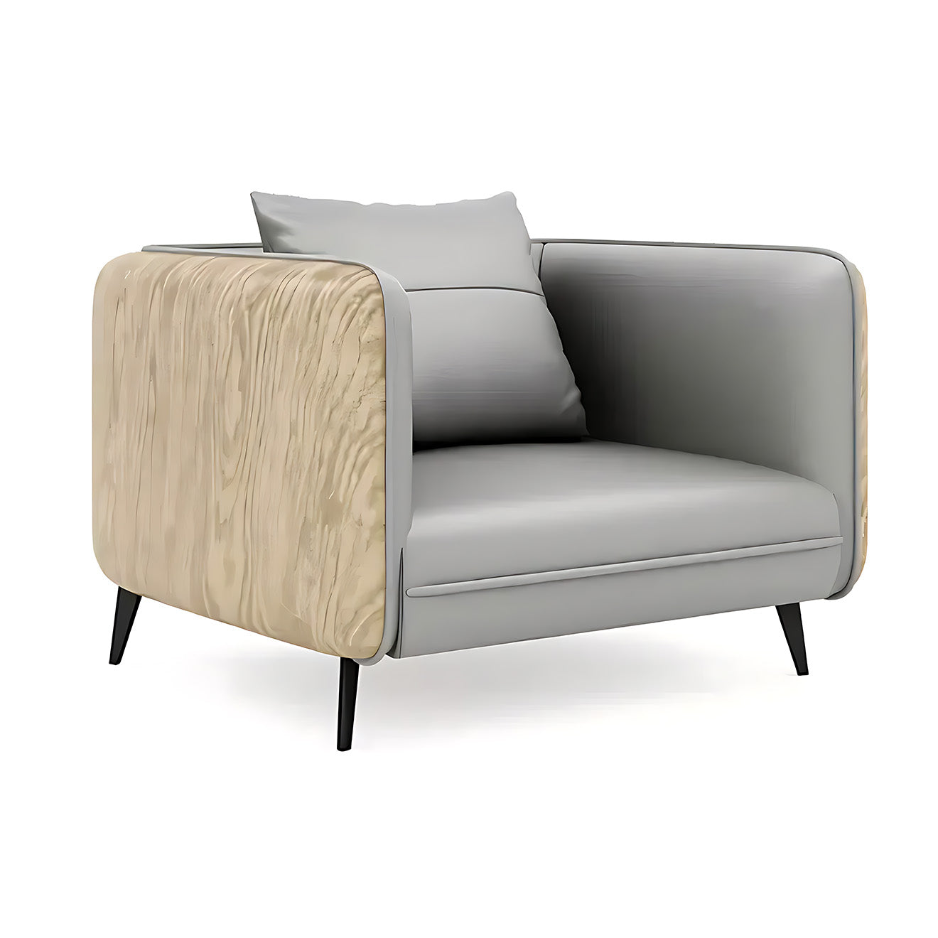 Office Lounge Sofa with Modern Wood-Grain Side Panels