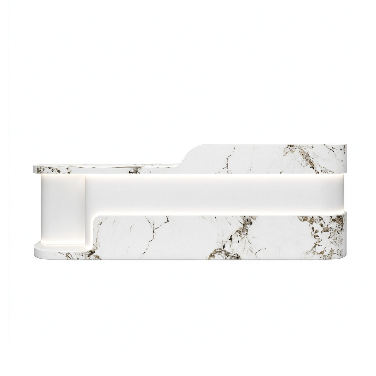 Modern Dual Level Reception Desk With Smooth High Gloss Lacquer Surface