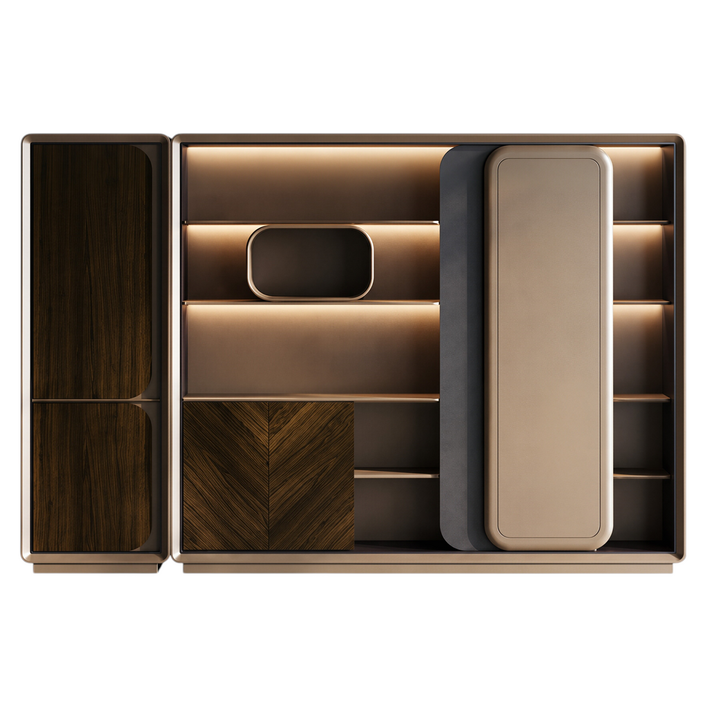 Luxury Walnut Executive Storage Wall Cabinet