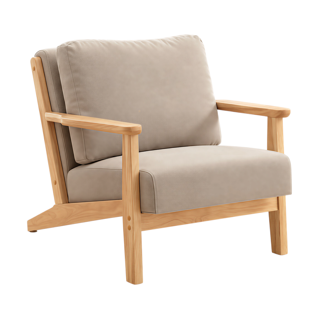 Modern Cotton-Linen Armchair with Custom Timber Finishes