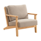 Modern Cotton-Linen Armchair with Custom Timber Finishes