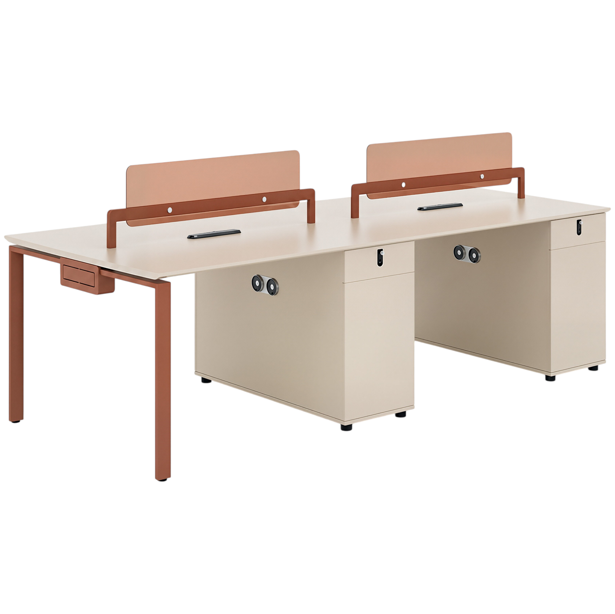 Modern Bench Workstation with Privacy Screens and Integrated Power