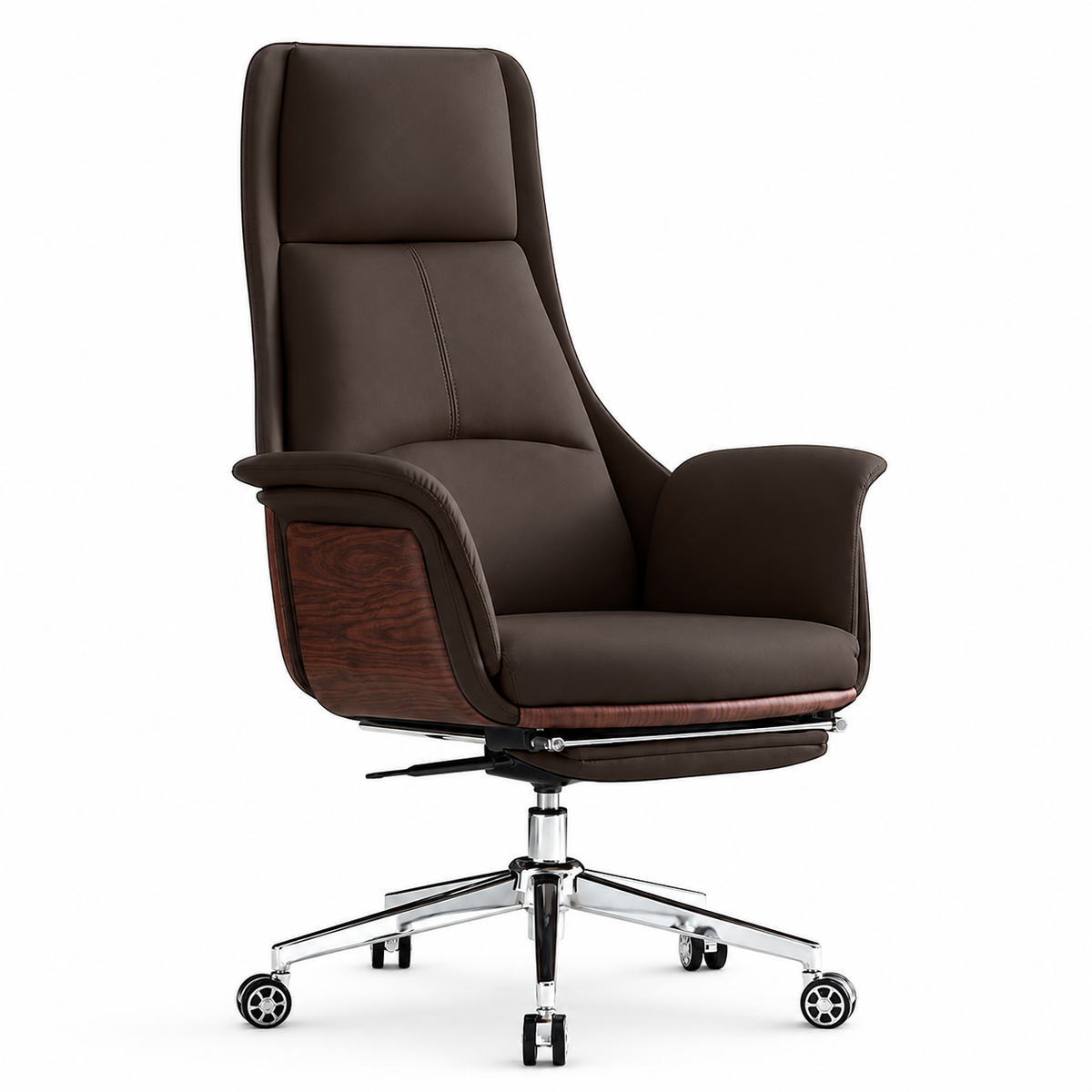 Modern High-Back Executive Office Chair with Reclining Footrest and Headrest