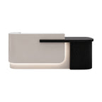 Modern Curved Reception Desk with Return Counter and Timber-Look Side Panel