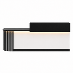 Modern Curved Reception Desk with LED Lighting and Storage Counter