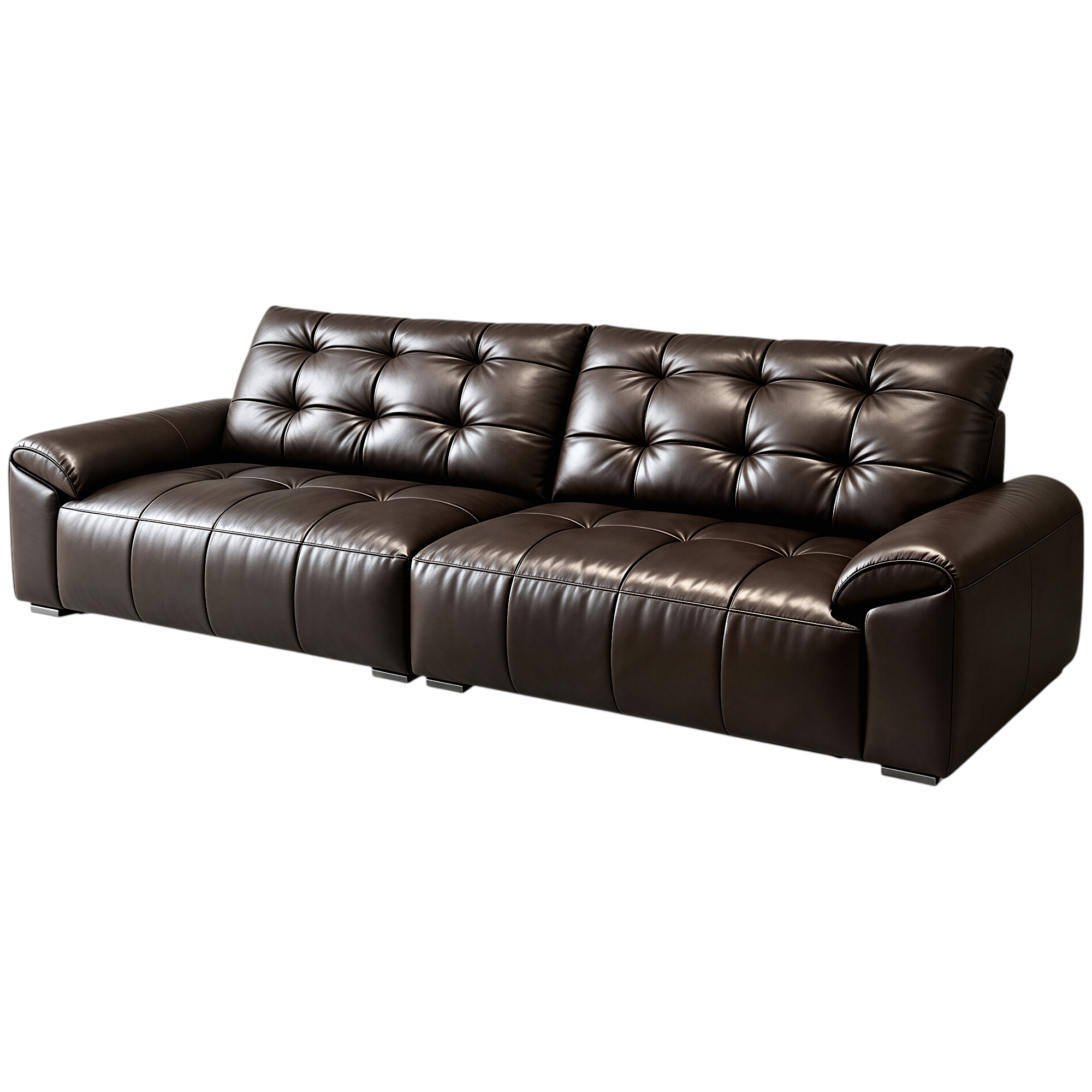 Minimalist Leather Sofa with Generous Seating and Sculpted Contemporary Form