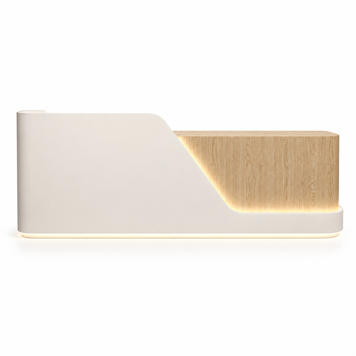 Modern LED Reception Counter with Rounded Corner Design