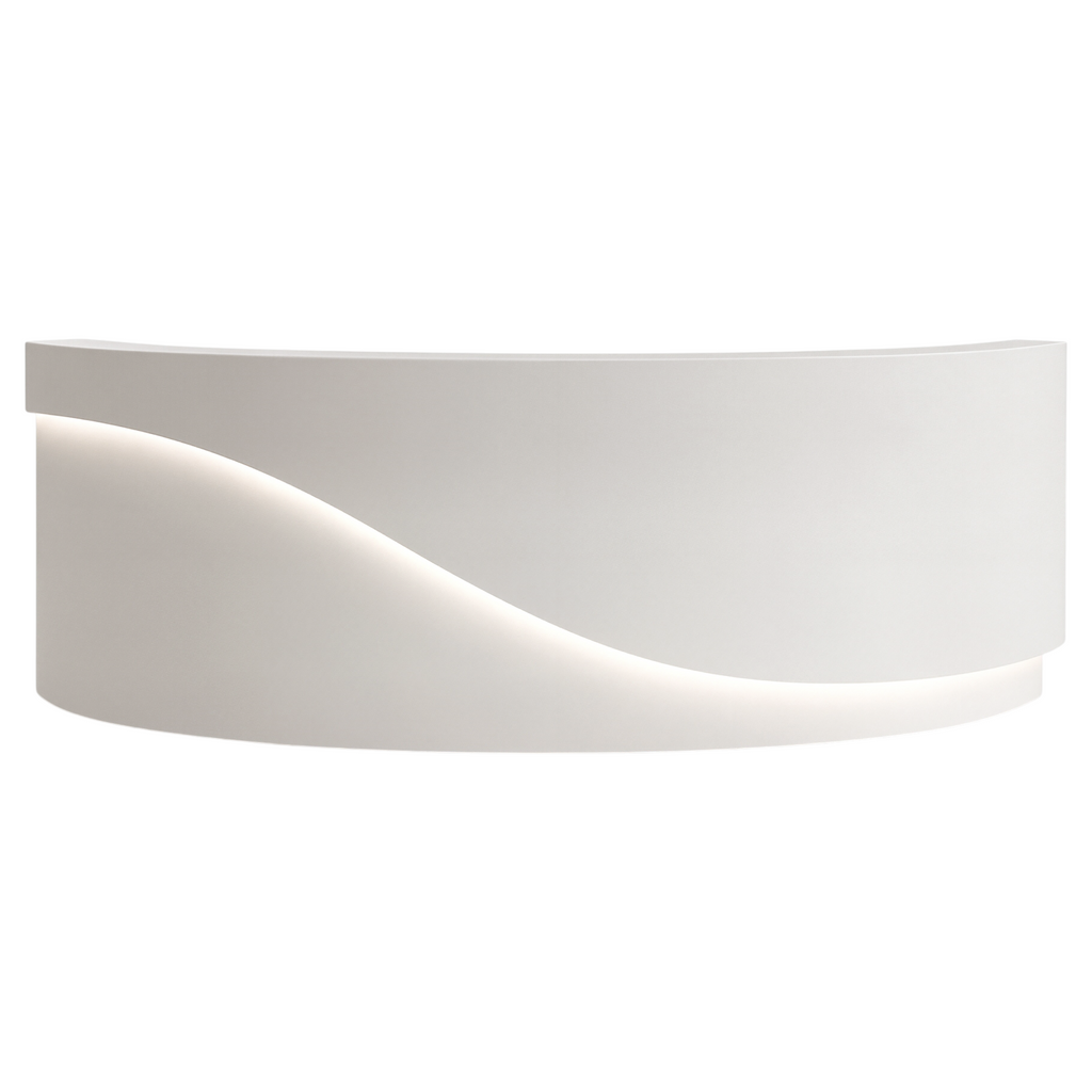 Modern Curved LED Reception Counter with Timber Finish