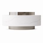 Curved Reception Counter with Custom Branding and Integrated Storage