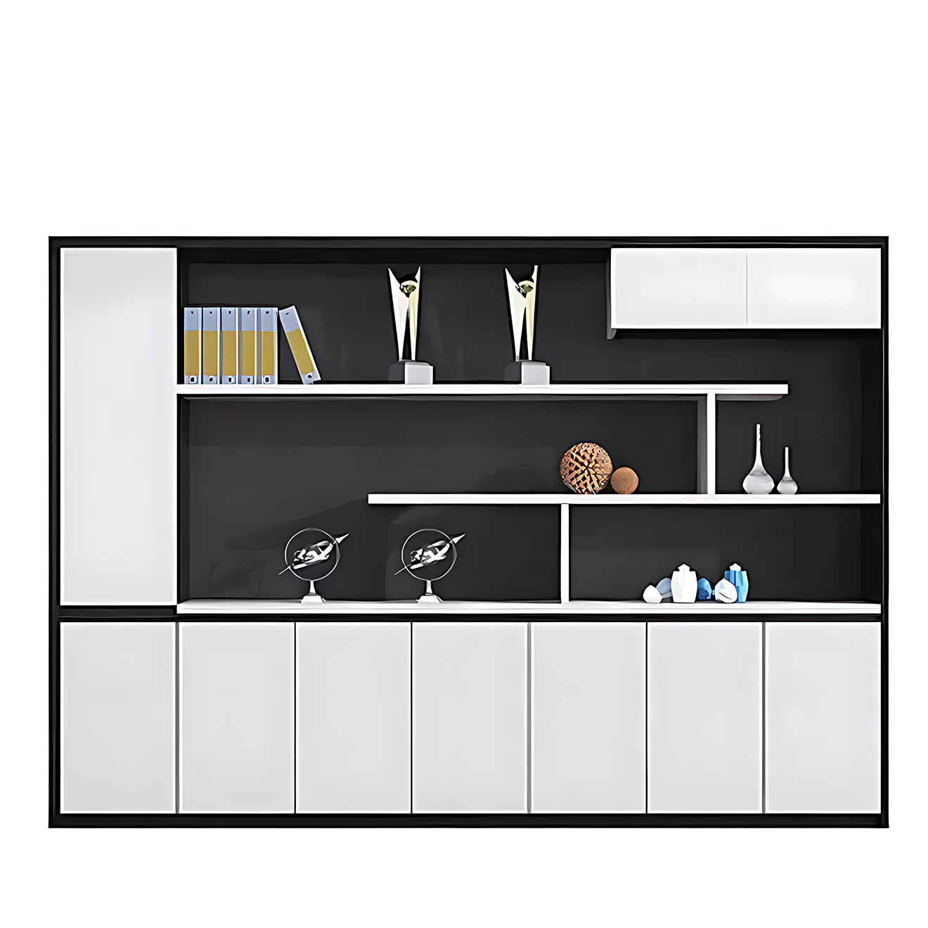 Contemporary Open-Style Storage Cabinet with White Wood Grain Finish