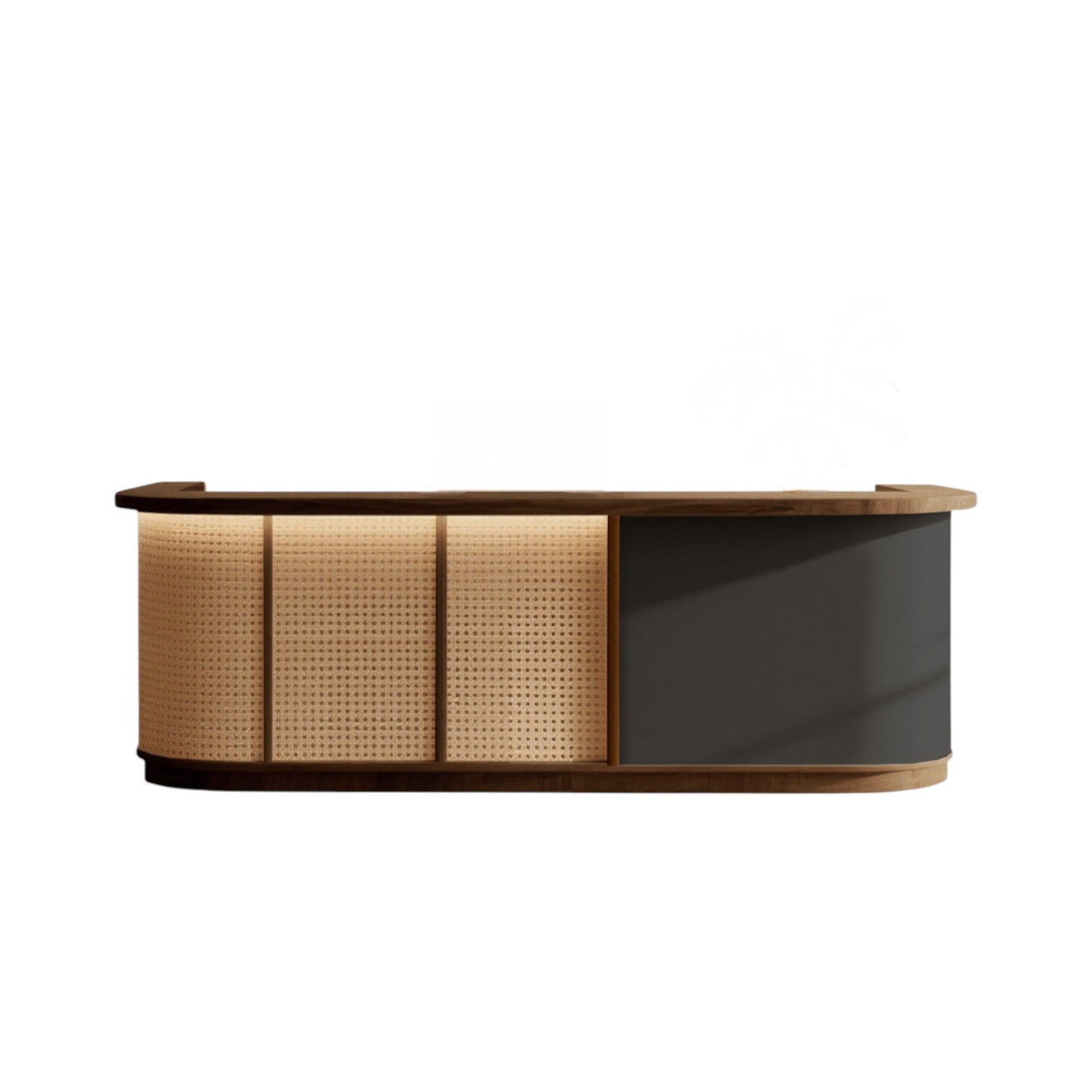 Contemporary Curved Reception Counter with Natural Finish