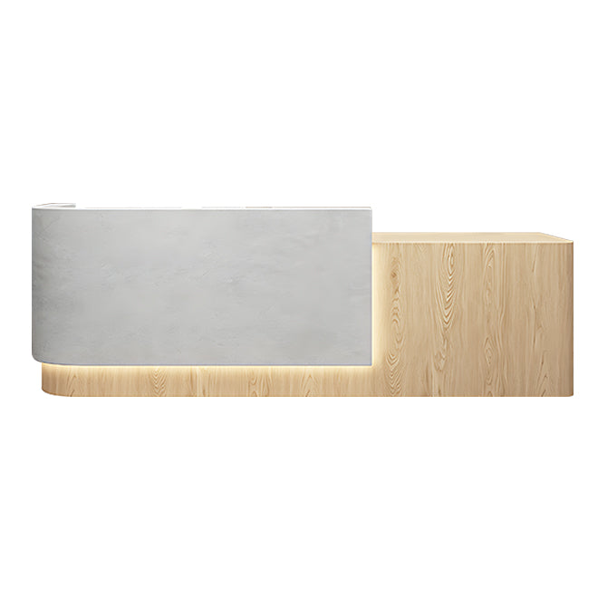 Contemporary L-Shaped Reception Desk with Raised Counter and LED Lighting