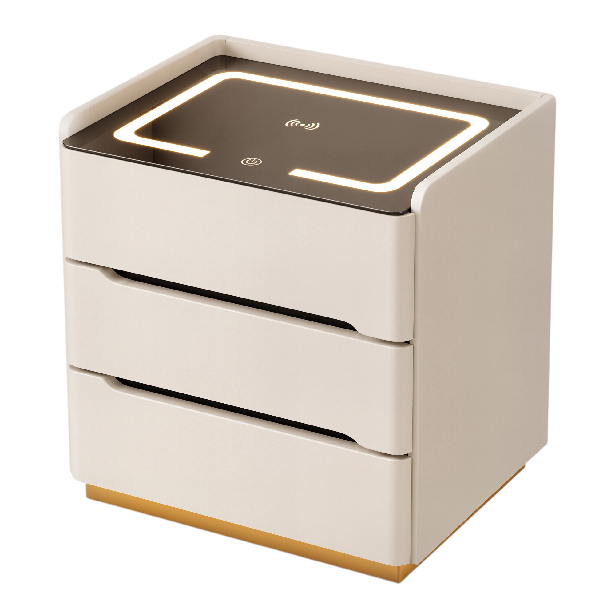 Smart Bedside Table with Wireless Charging and LED Light