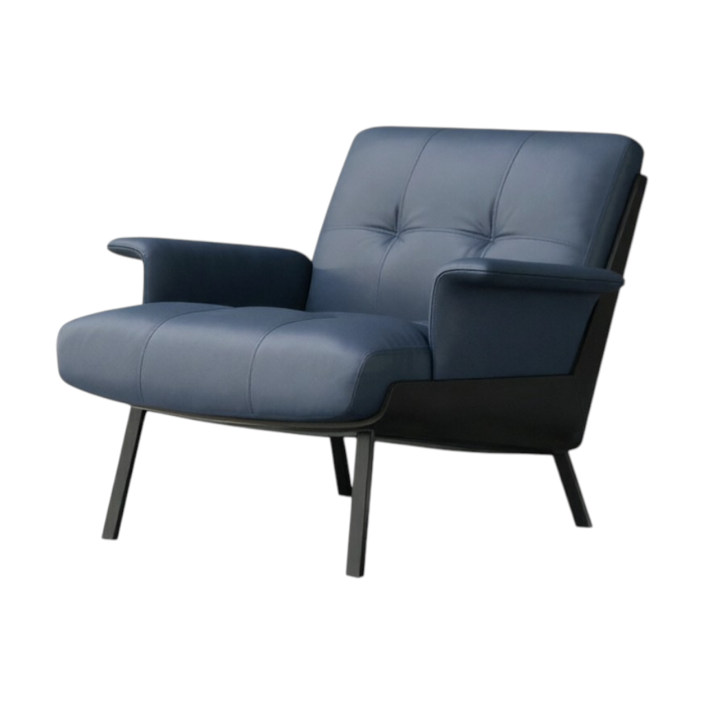 Modern Lounge Armchair with Upholstered Cushion and Solid Wood Frame for Reception Areas