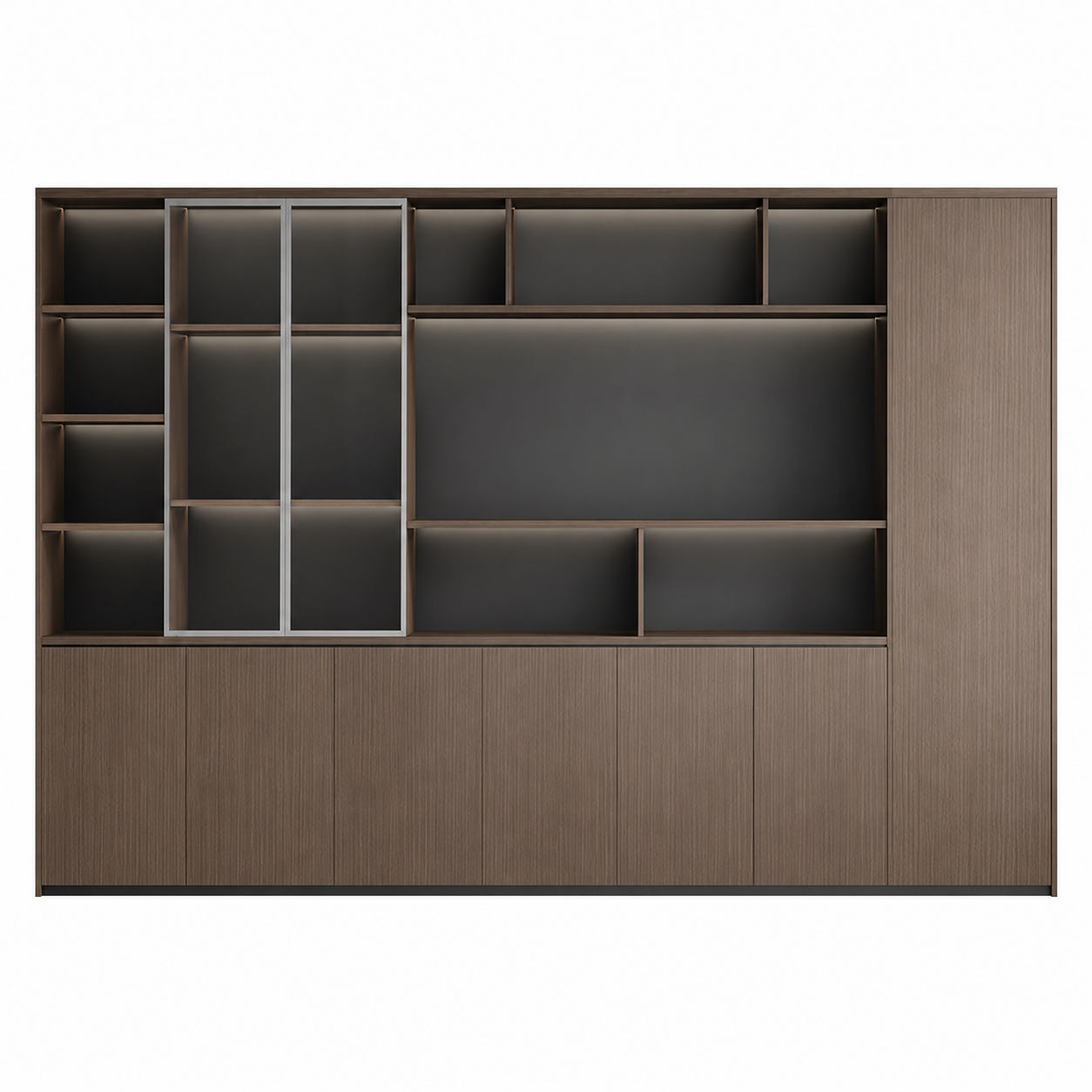Executive Filing Cabinet with Glass Display and Concealed Storage