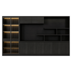 Executive Black Woodgrain Storage Wall Cabinet