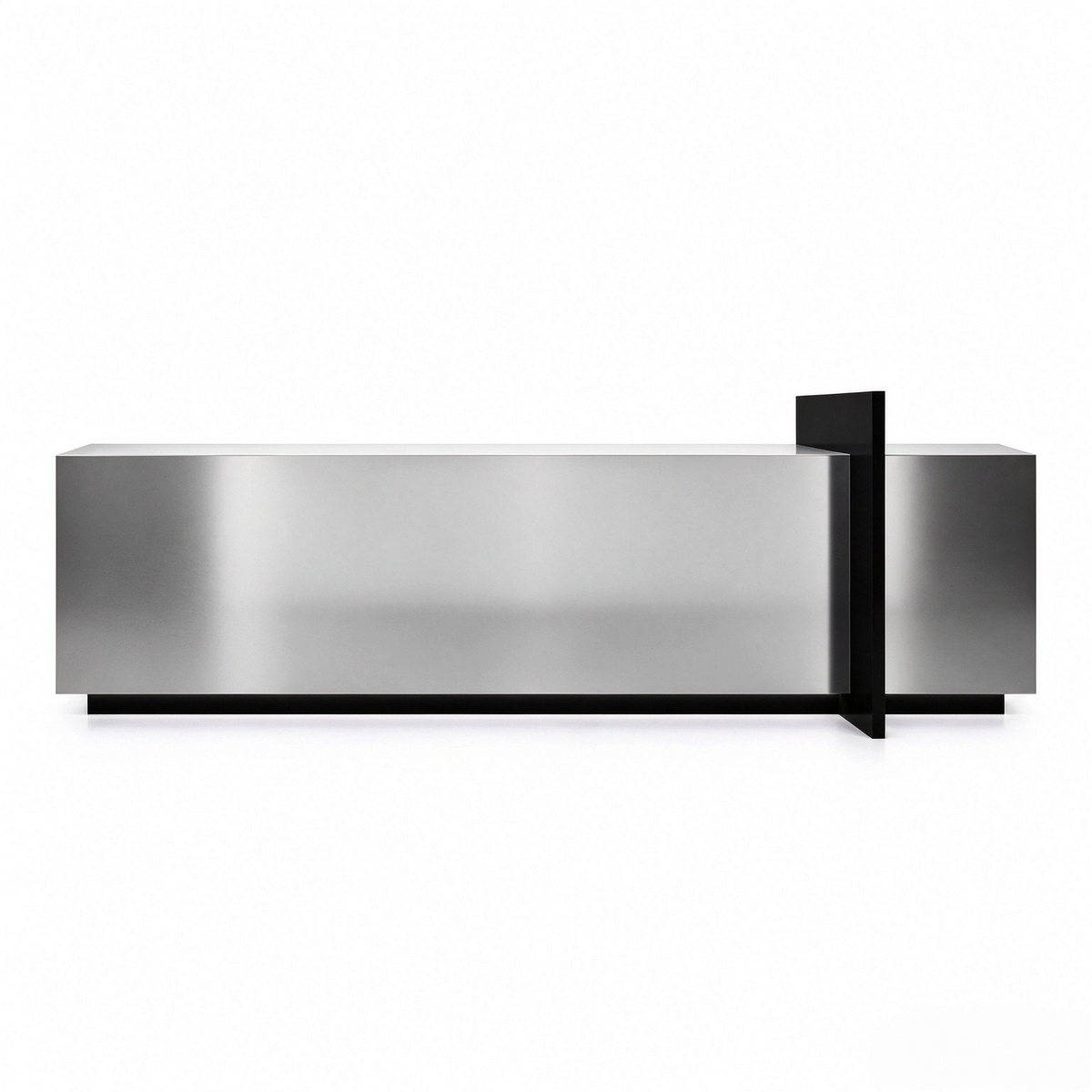 Modern Stainless Steel Reception Desk With Lit Custom Logo Panel