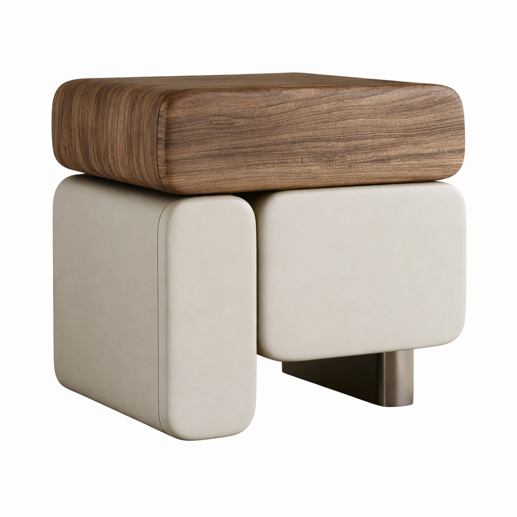 Designer Bedside Table in Walnut Look