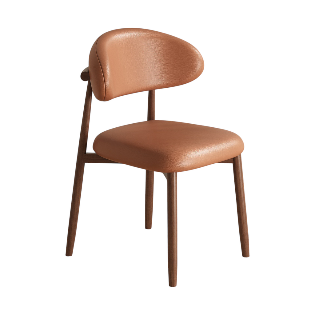 Modern Upholstered Home Chair With Curved Backrest And Steel Legs