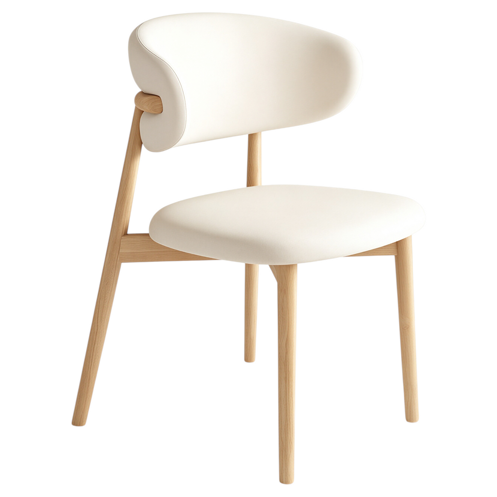 Modern Upholstered Home Chair with Curved Backrest and Solid timber Legs