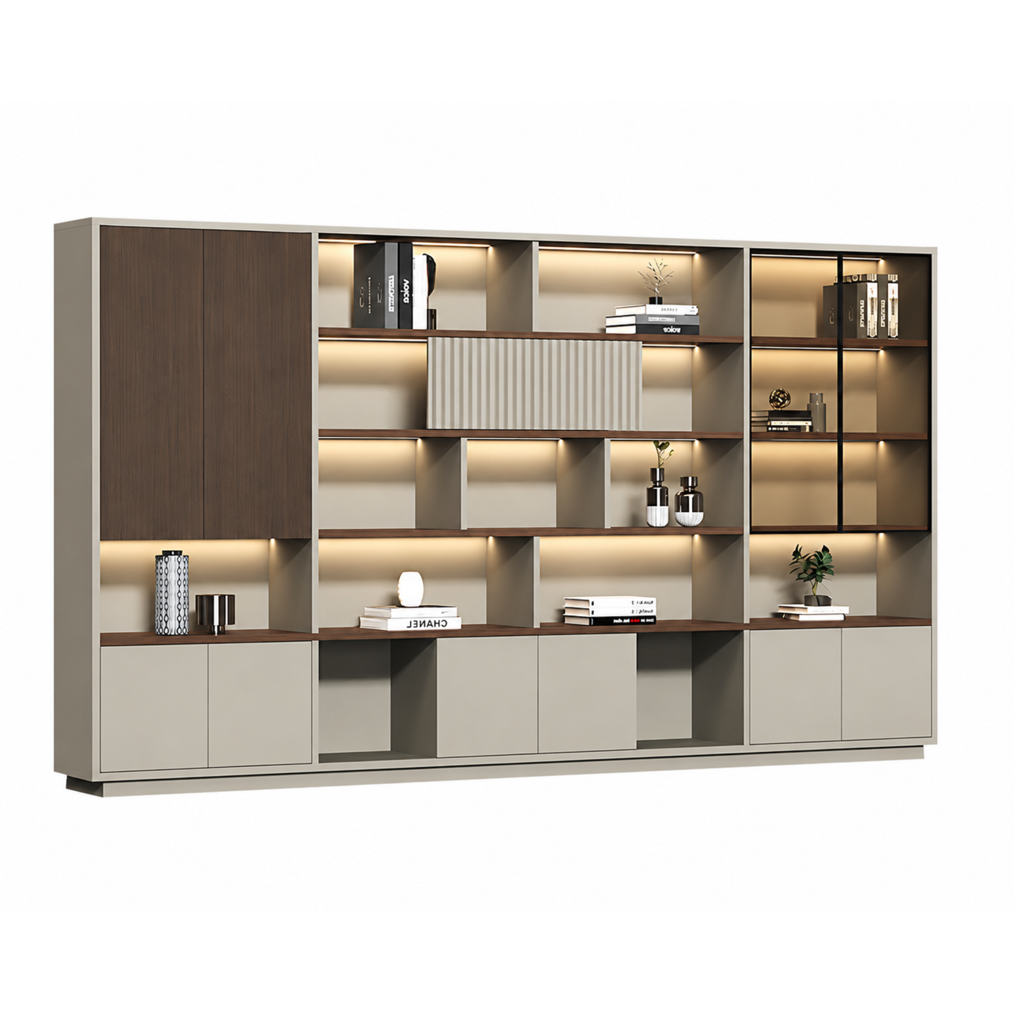 Modern Open-Shelved Executive Storage Cabinet